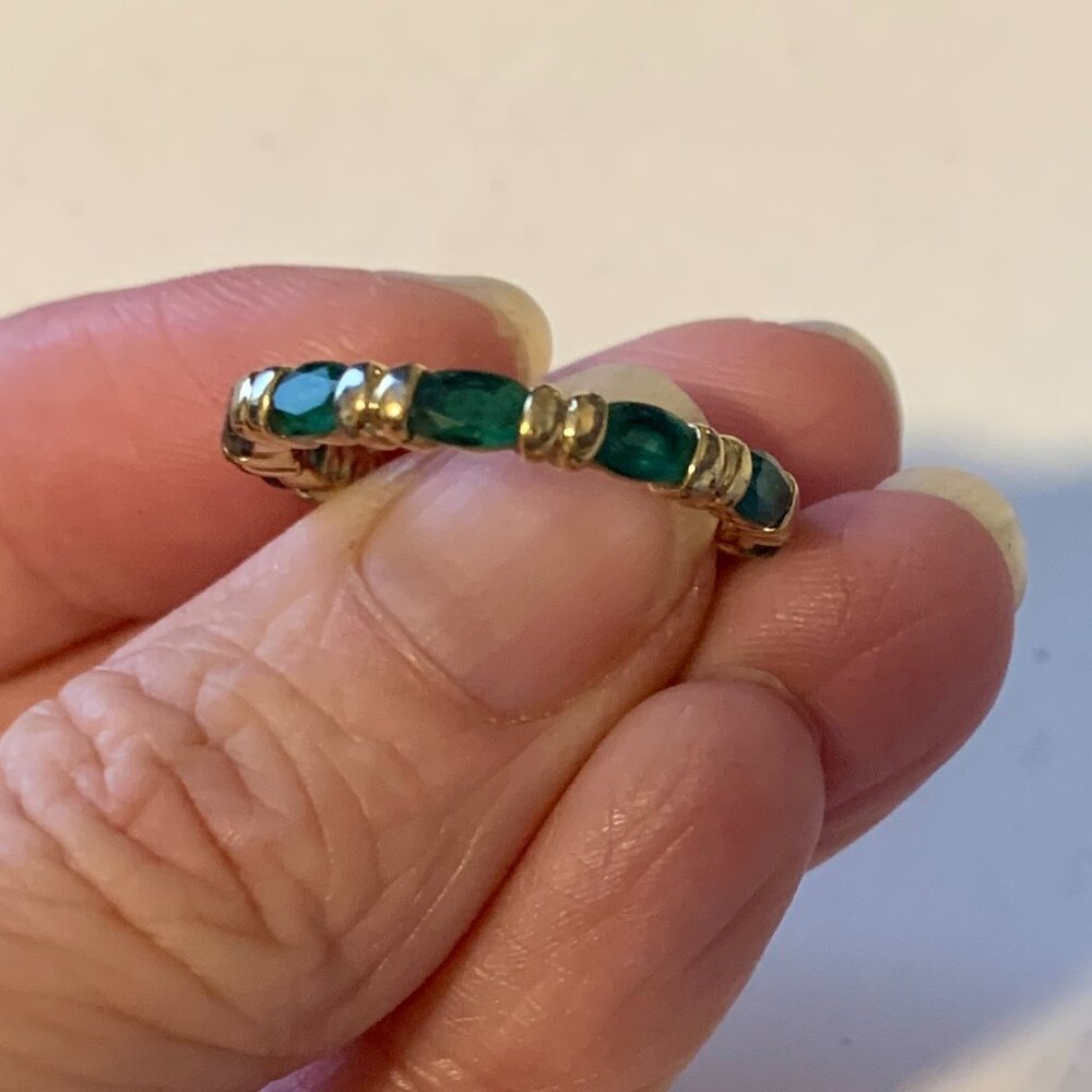 Camrose & Kross Emerald Ring 925 Vermeil Jacqueline Kennedy Anniversary